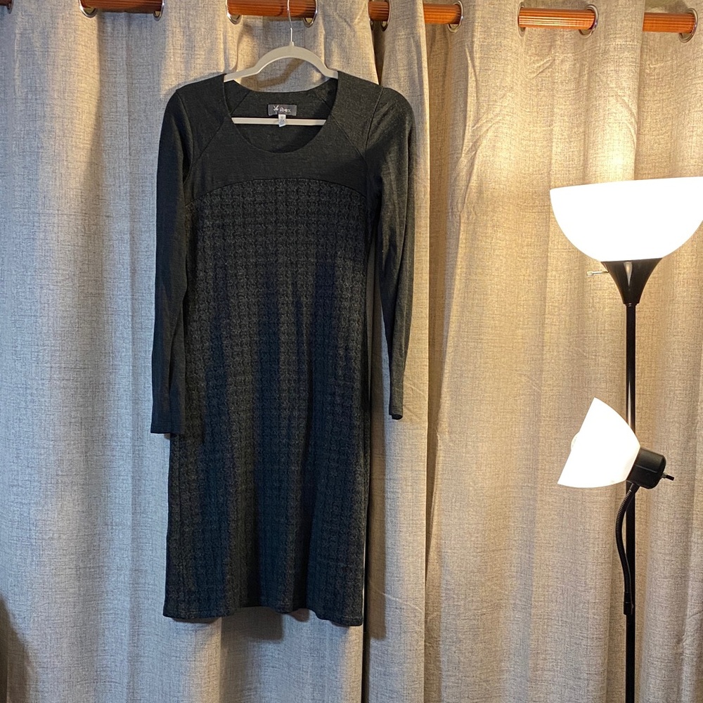Ibex Wool Long Sleeve Gray Dress